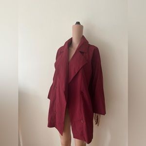 Brand new lapel trench coat double breasted loose casual wool jacket, red large